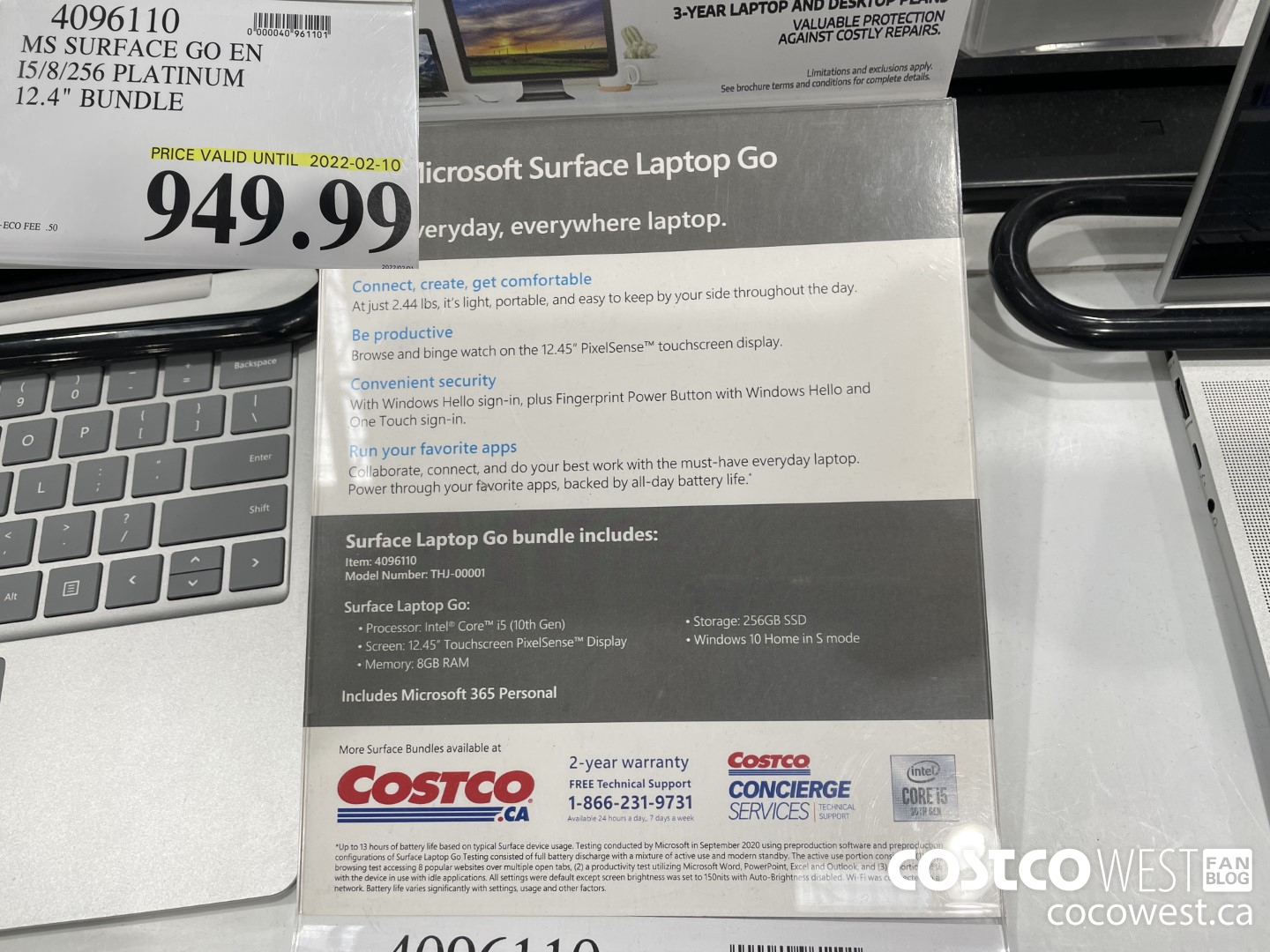 4096110 MS SURFACE GO EN I5/8/256 PLATINUM 12.4