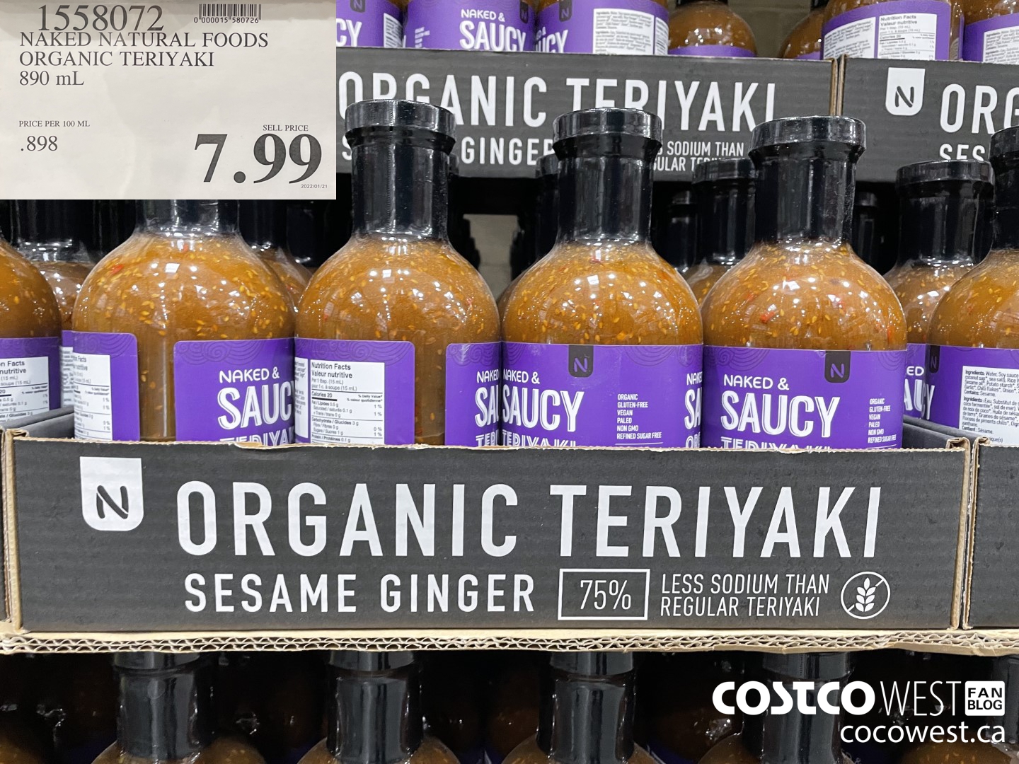 1558072 NAKED NATURAL FOODS ORGANIC TERIYAKI 890 mL $7.99