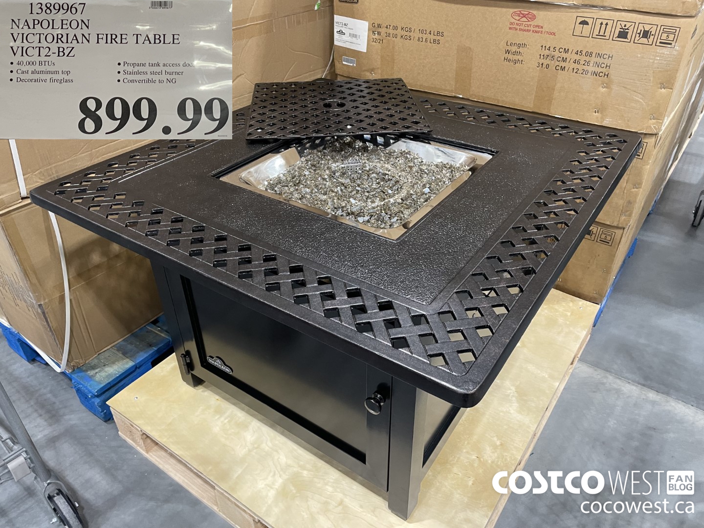 1389967 NAPOLEON VICTORIAN FIRE TABLE VICT2-BZ $899.99