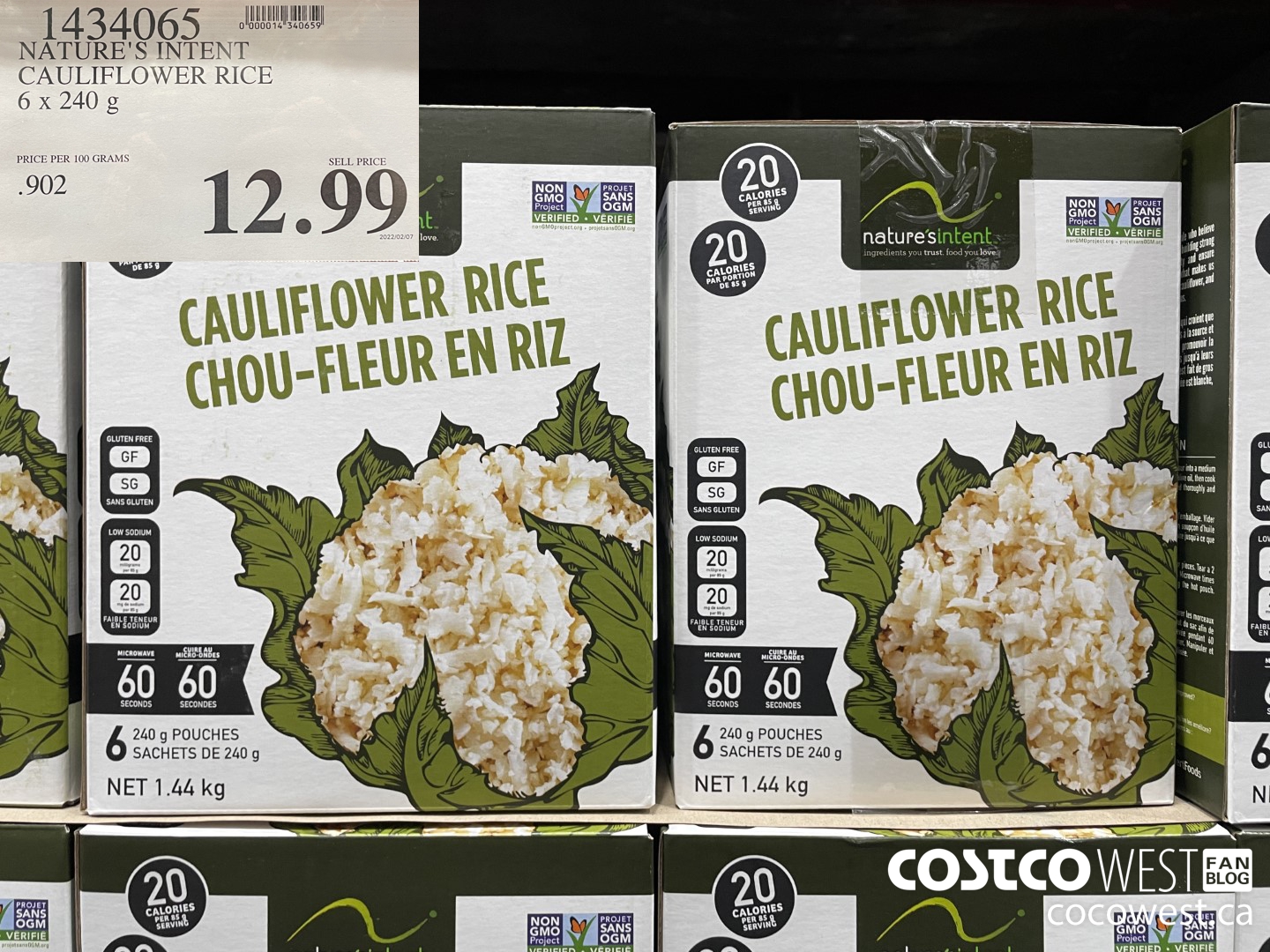 1434065 NATURE'S INTENT CAULIFLOWER RICE 6 x 240 g $12.99