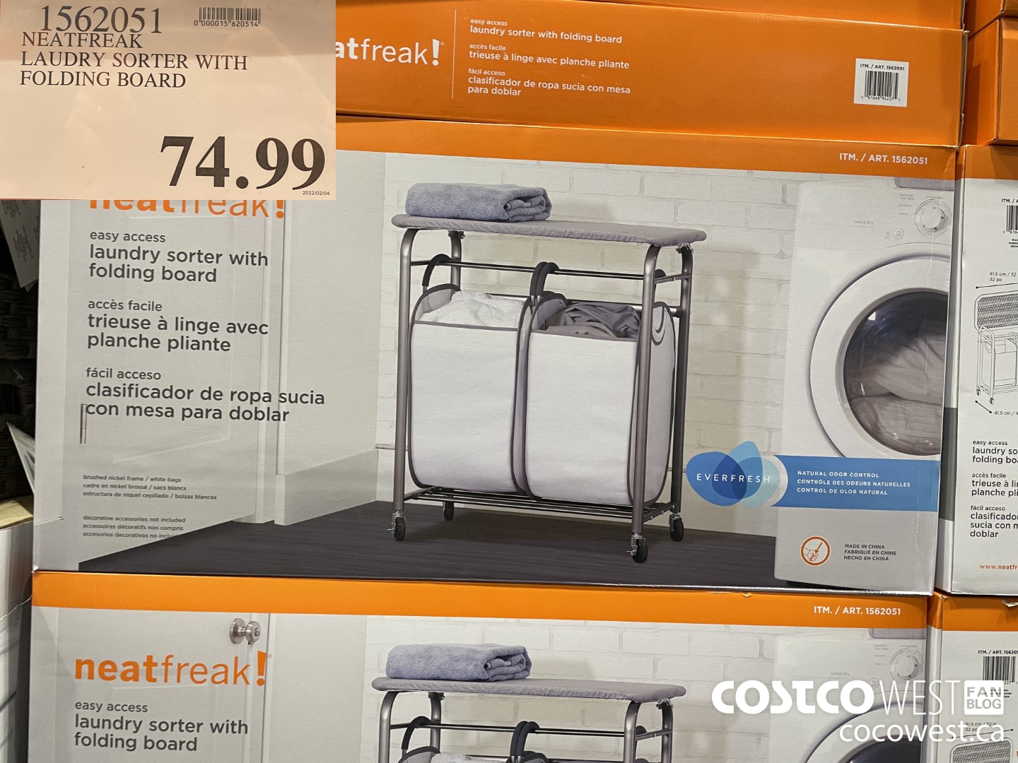 1562051 NEATEREAK LAUDRY SORTER WITH FOLDING BOARD  $74.99