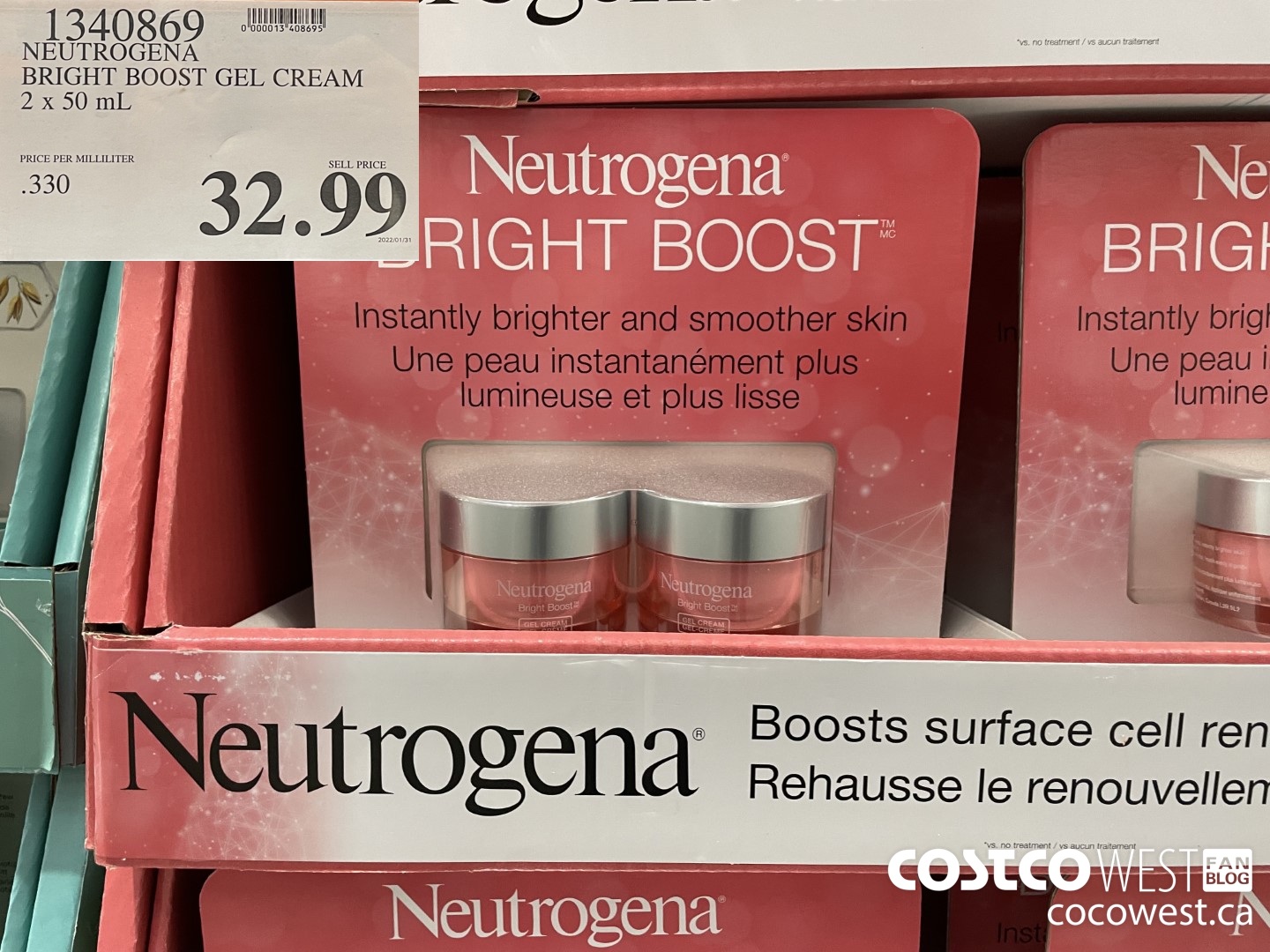 1340869 NEUTROGENA BRIGHT BOOST GEL CREAM 2 x 50 mL $32.99