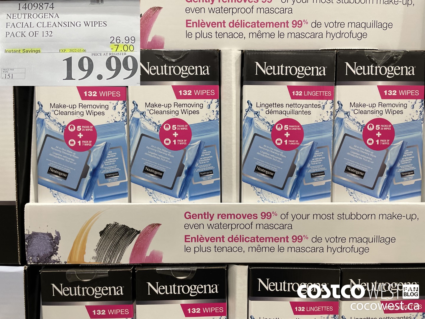 1409874 NEUTROGENA FACIAL CLEANSING WIPES PACK OF 132 ($7.00 INSTANT SAVINGS EXPIRES ON 2022-03-06) $19.99