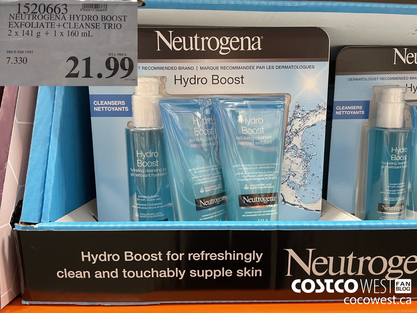 1520663 NEUTROGENA HYDRO BOOST EXFOLIATE+CLEANSE TRIO 2 x 141 g + 1 x 160 mL $21.99