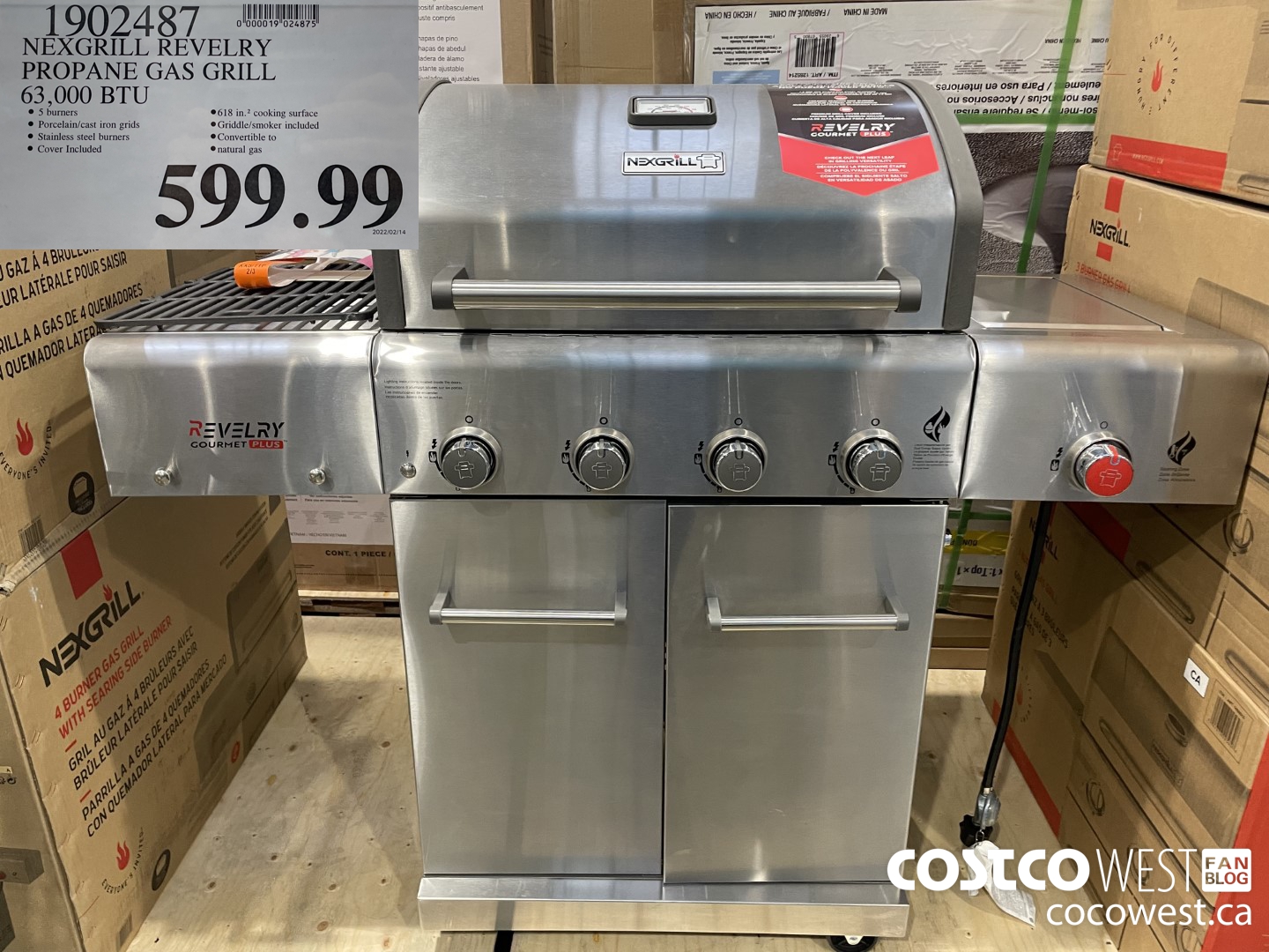 1902487 NEXGRILL REVELRY PROPANE GAS GRILL 63,000 BTU $599.99