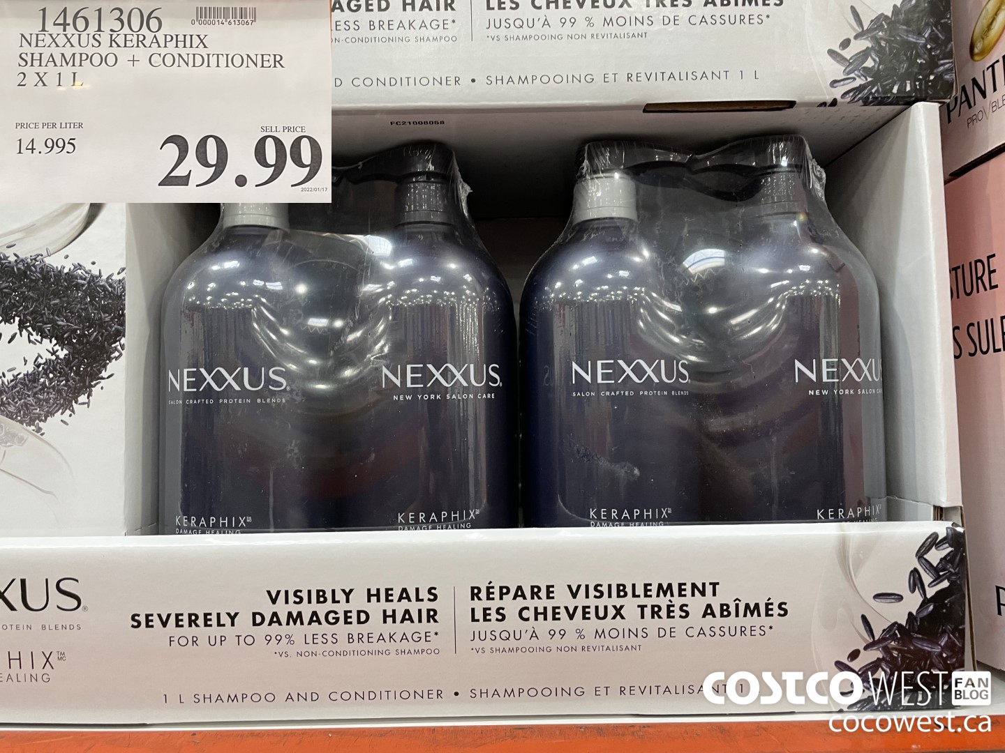 1461306 NEXXUS KERAPHIX SHAMPOO + CONDITIONER 2 x 1 L $29.99