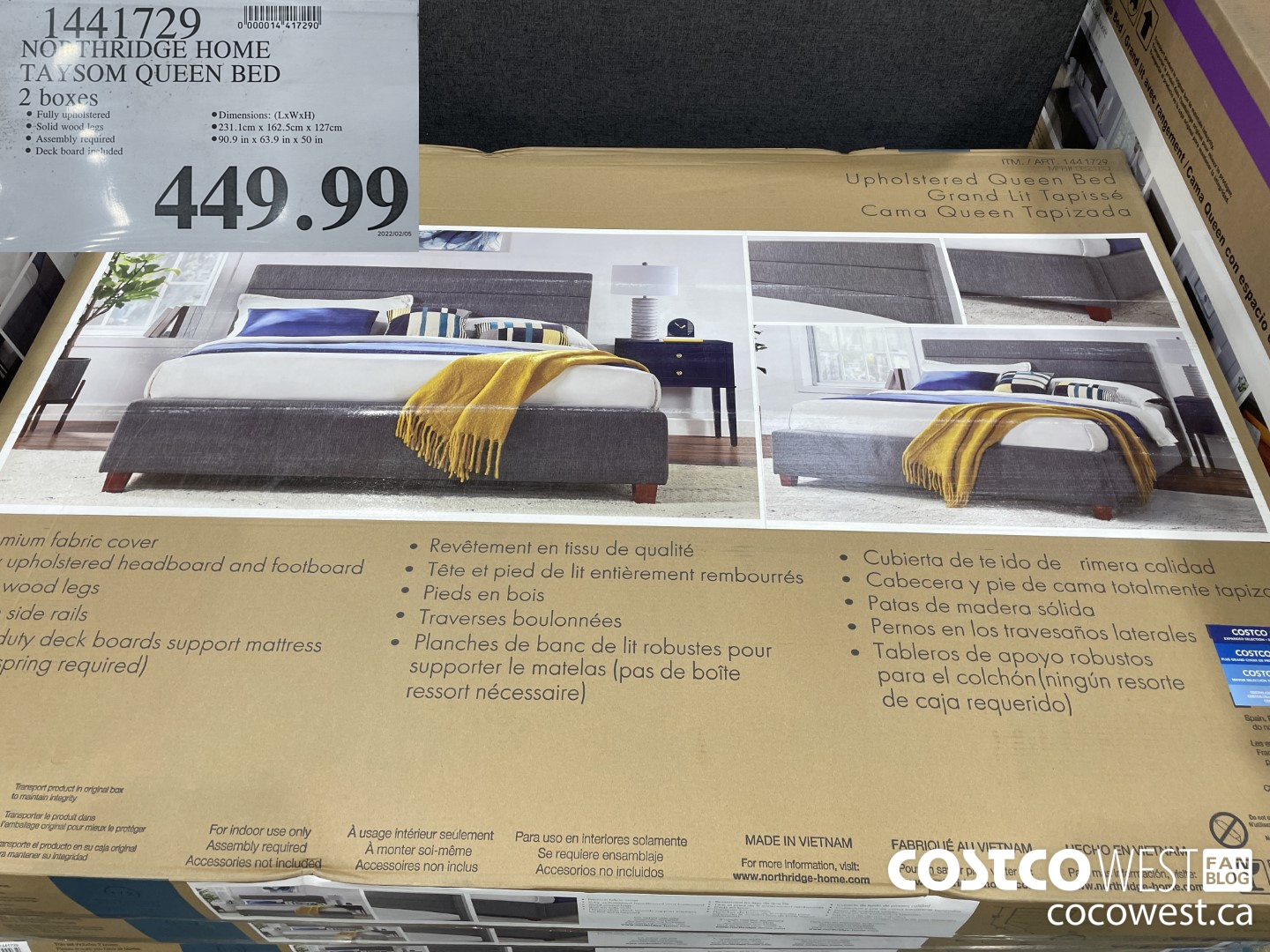 1441729 NORTHRIDGE HOME TAYSOM QUEEN BED 2 boxes $449.99