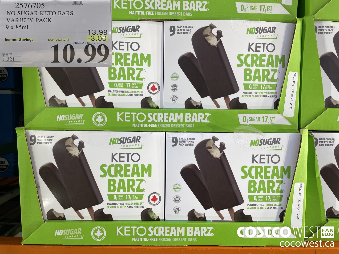 2576705 NO SUGAR KETO BARS VARIETY PACK 9 x 85ml ($3.00 INSTANT SAVINGS EXPIRES ON 2022-02-13) $10.99
