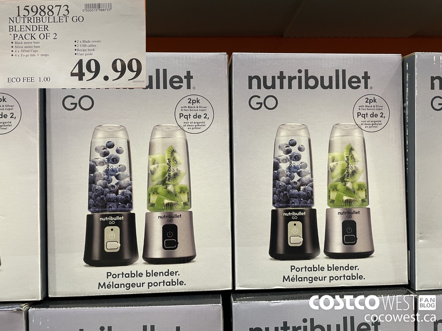 1598873 NUTRIBULLET GO BLENDER PACK OF 2 $49.99
