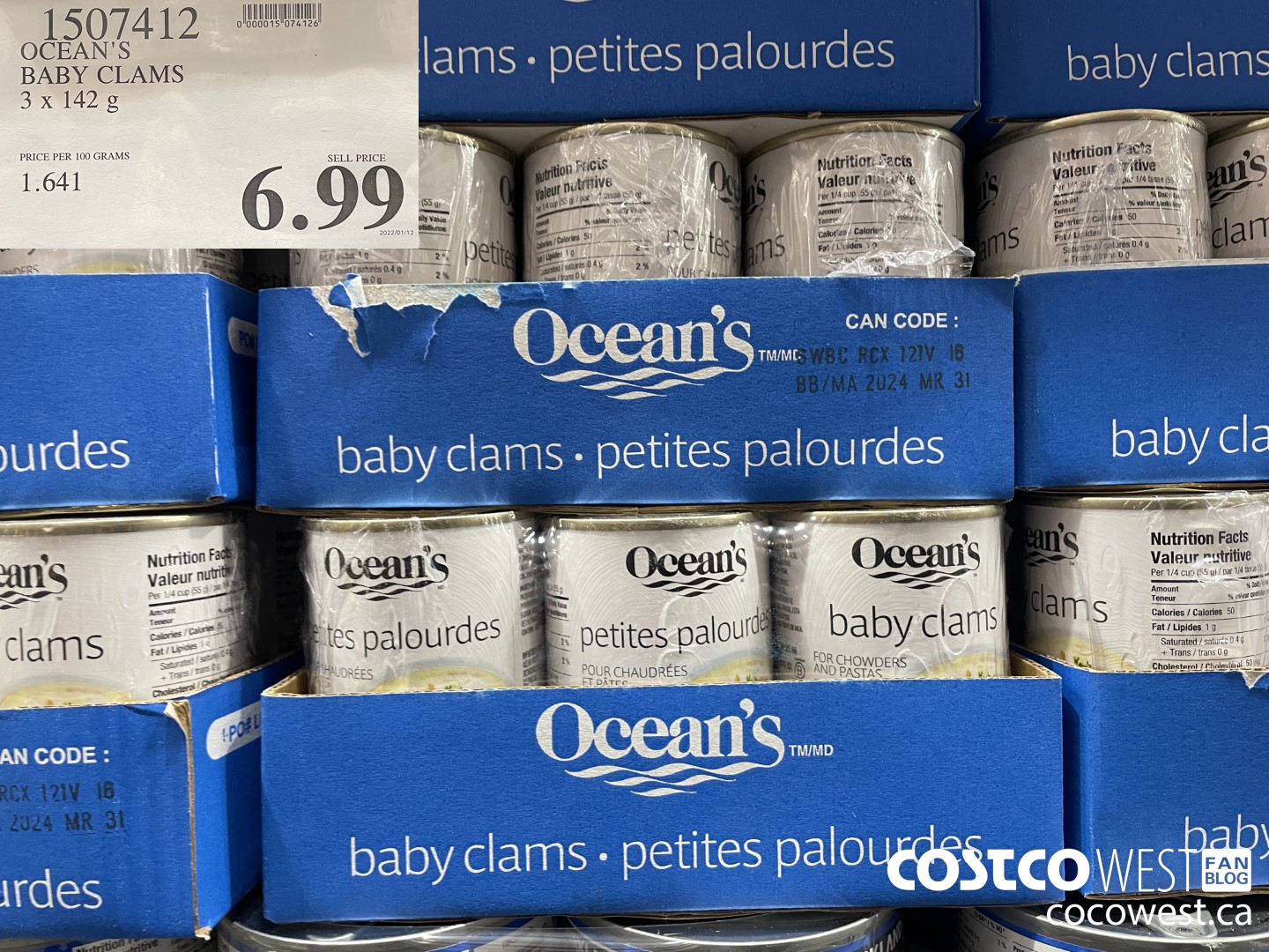 1507412 OCEAN'S BABY CLAMS 3 x 142 g $6.99