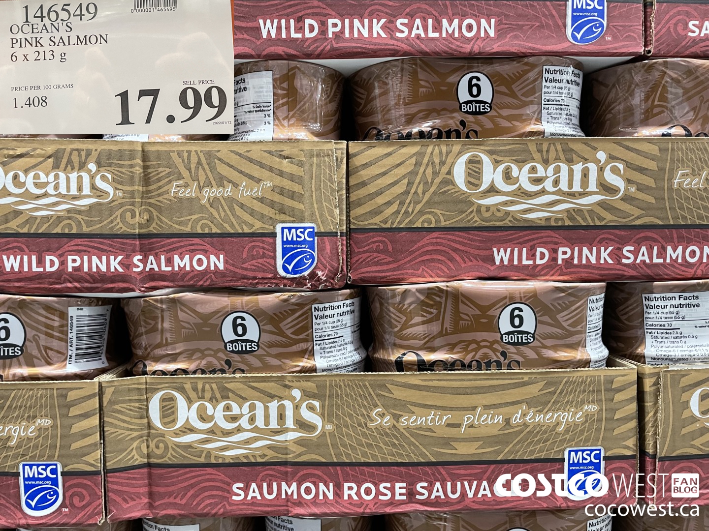 146549 OCEAN'S PINK SALMON 6 x 213 g $17.99