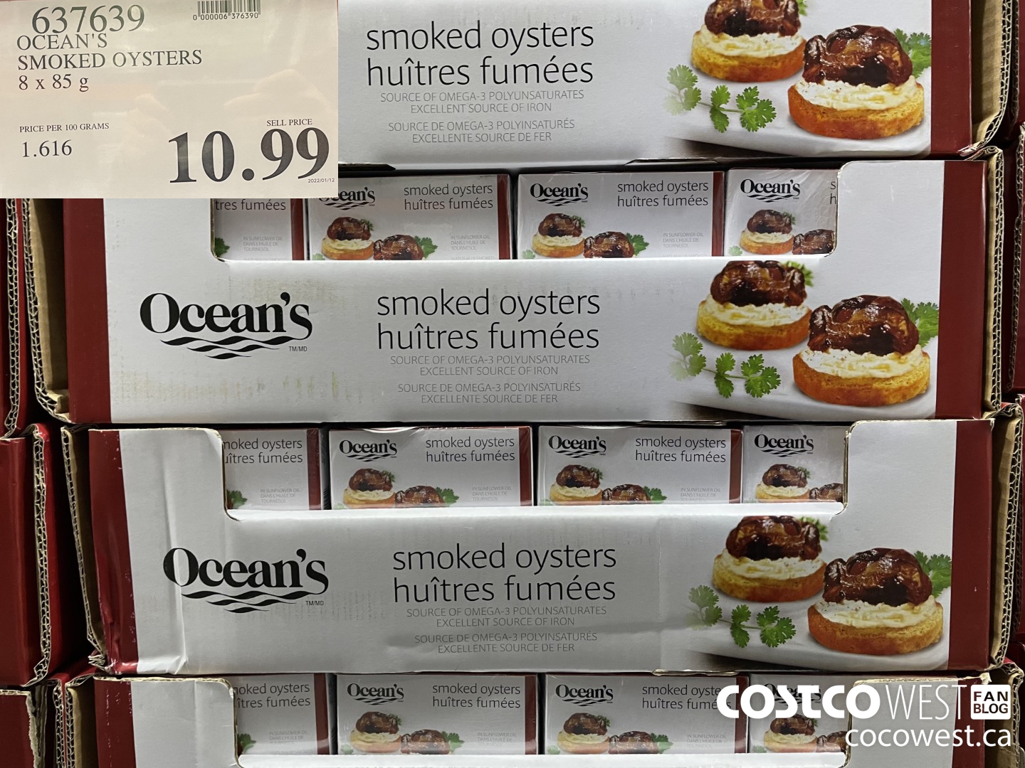637639 OCEAN'S SMOKED OYSTERS 8 x 85 g $10.99