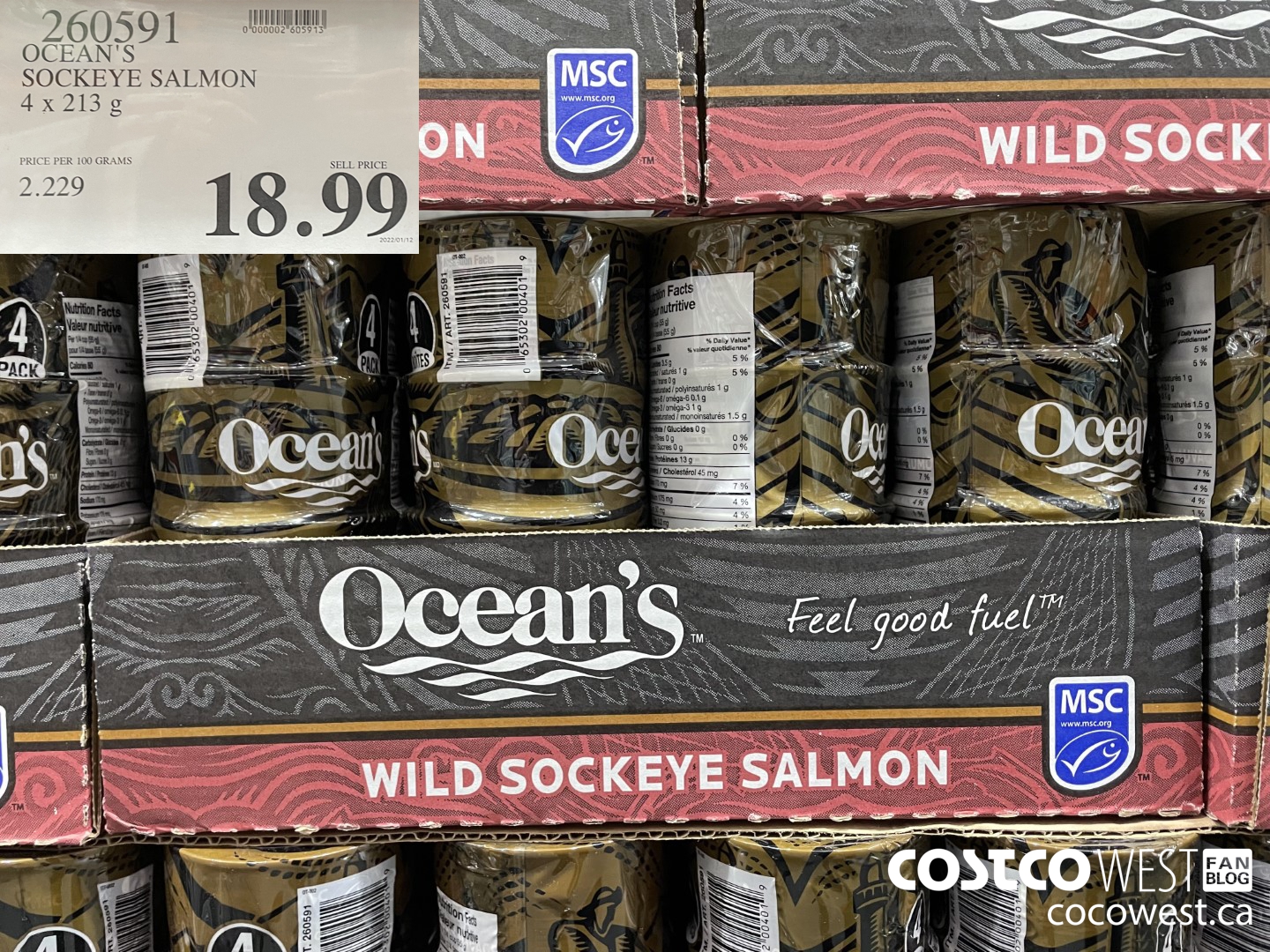 260591 OCEAN'S SOCKEYE SALMON 4 x 213 g  $18.99