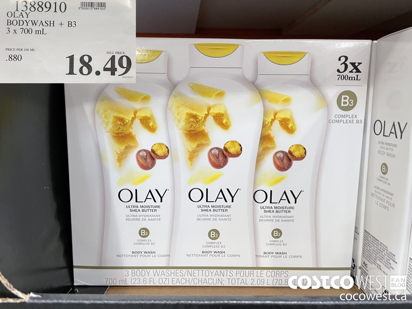 1388910 OLAY BODYWASH + B3 3 x 700 mL $18.49