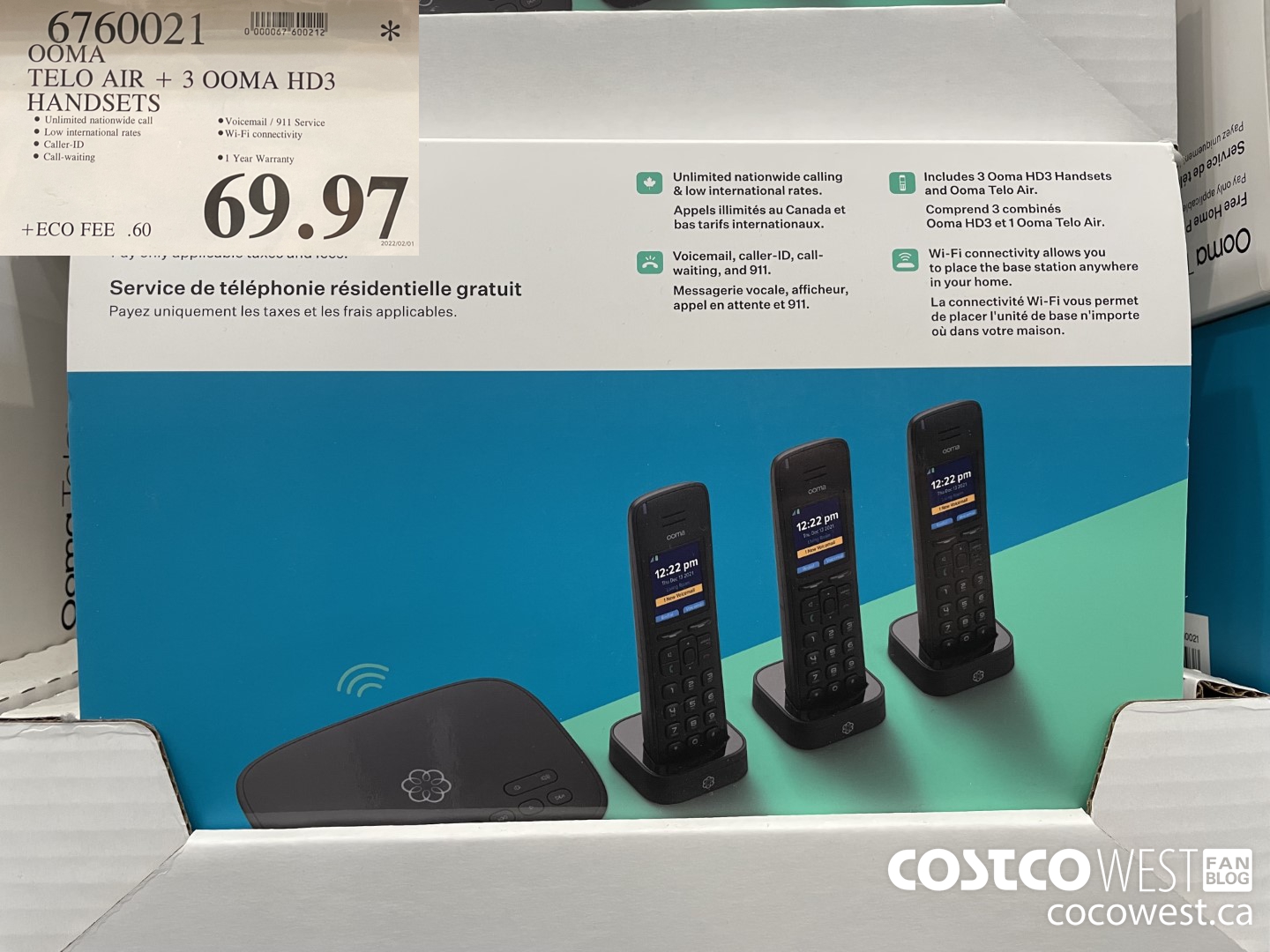 6760021 OOMA TELO AIR + 3 OOMA HD3 HANDSETS $69.97