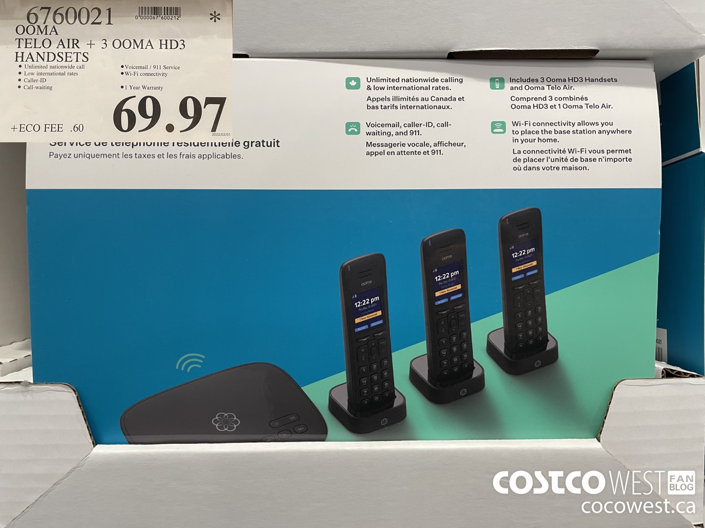 6760021 OOMA TELO AIR + 3 OOMA HD3 HANDSETS  $69.97