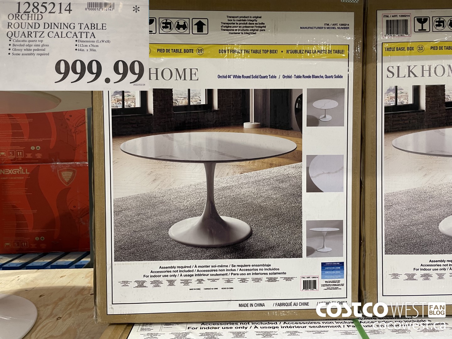 1285214 ORCHID ROUND DINING TABLE QUARTZ CALCATTA $999.99