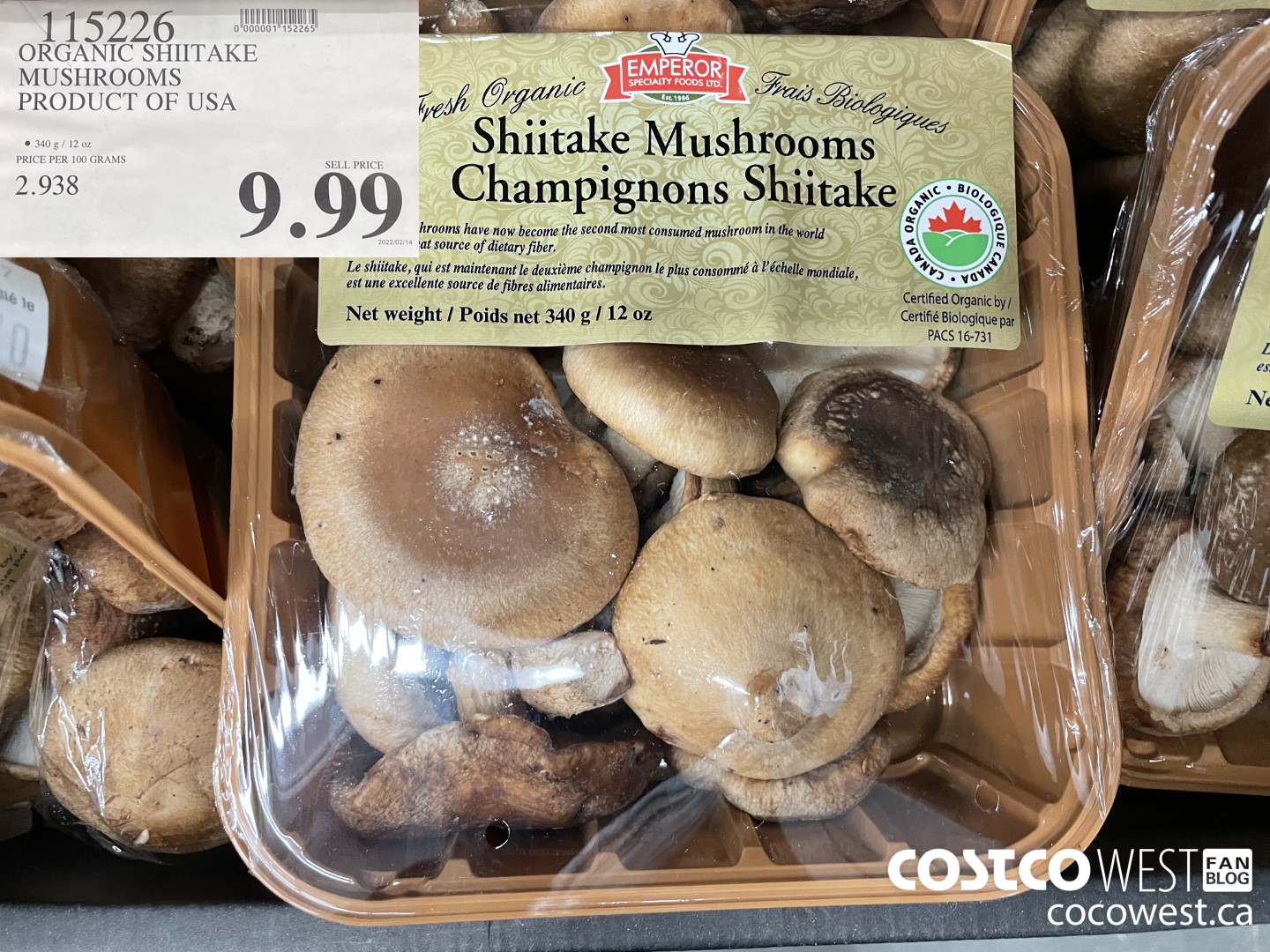 115226 ORGANIC SHIHTAKE MUSHROOMS PRODUCT OF USA  $9.99