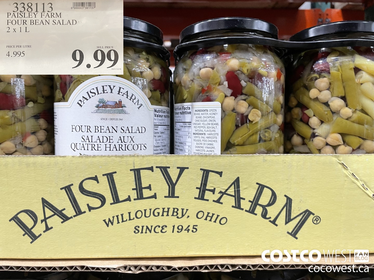 338113 PAISLEY FARM FOUR BEAN SALAD 2 X 1L $9.99