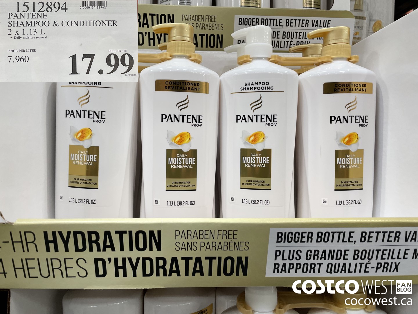 1512894 PANTENE SHAMPOO & CONDITIONER 2 x 1.13 L $17.99