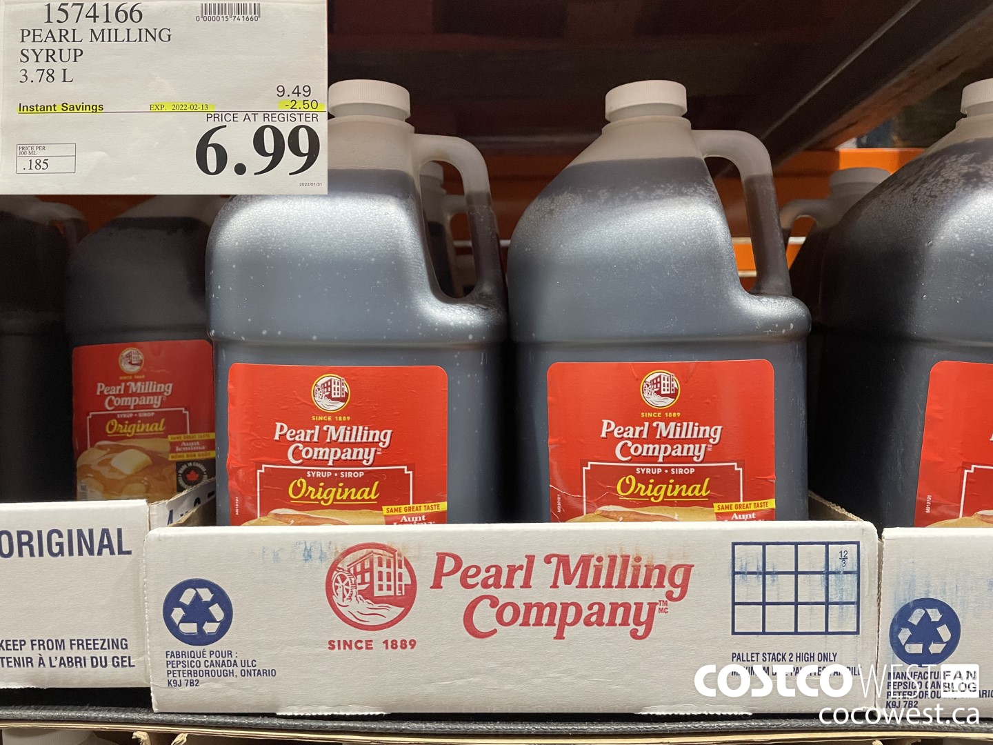 1574166 PEARL MILLING SYRUP 3.78 L ($2.50 INSTANT SAVINGS EXPIRES ON 2022-02-13) $6.99