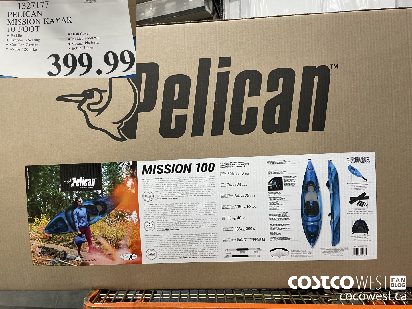 1327177 PELICAN MISSION KAYAK 10 FOOT $399.99