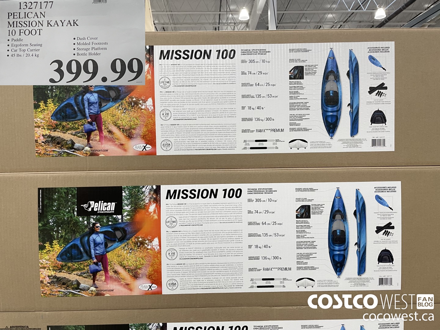 1327177 PELICAN MISSION KAYAK 10 FOOT $399.99