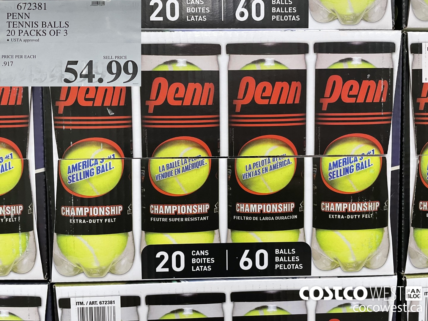 672381 PENN TENNIS BALLS PACK OF 60 $54.99