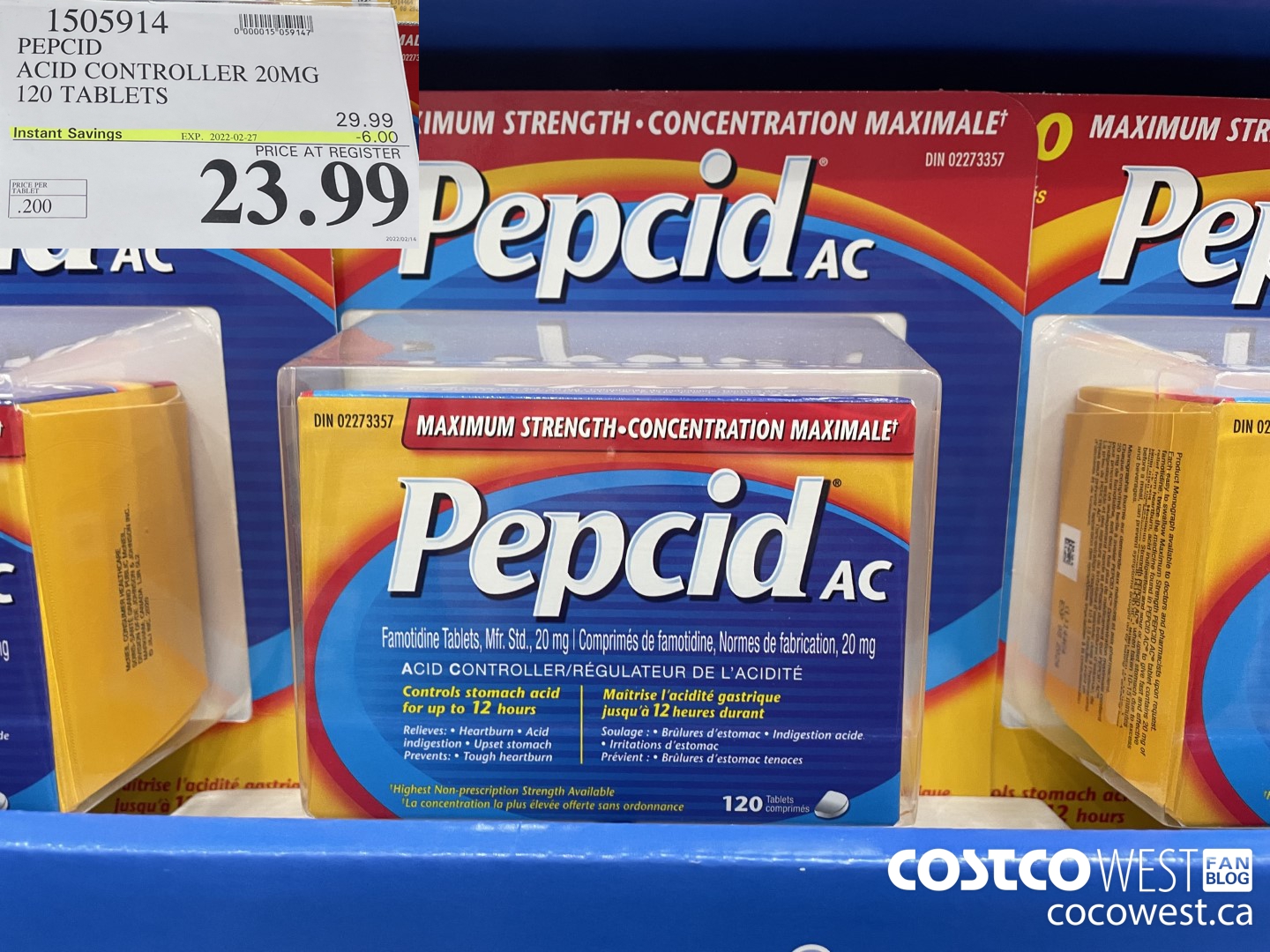 1505914 PEPCID ACID CONTROLLER 20MG 120 TABLETS ($6.00 INSTANT SAVINGS EXPIRES ON 2022-02-27) $23.99