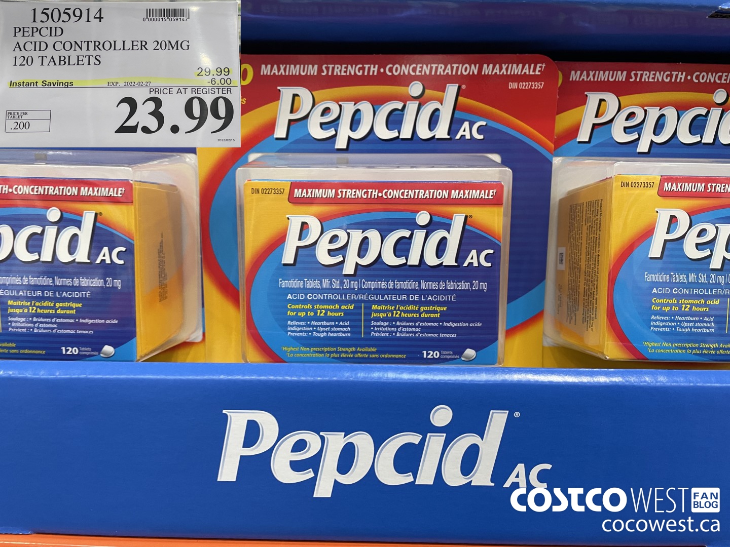 1505914 PEPCID ACID CONTROLLER 20MG 120 TABLETS ($6.00 INSTANT SAVINGS EXPIRES ON 2022-02-27) $23.99