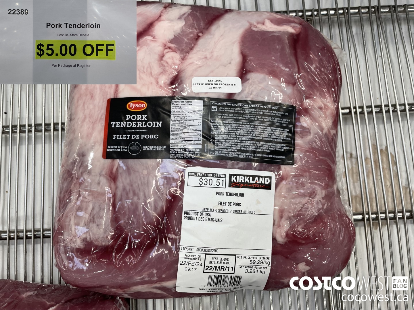 22389 PORK TENDERLOIN ($5.00 INSTANT SAVINGS)