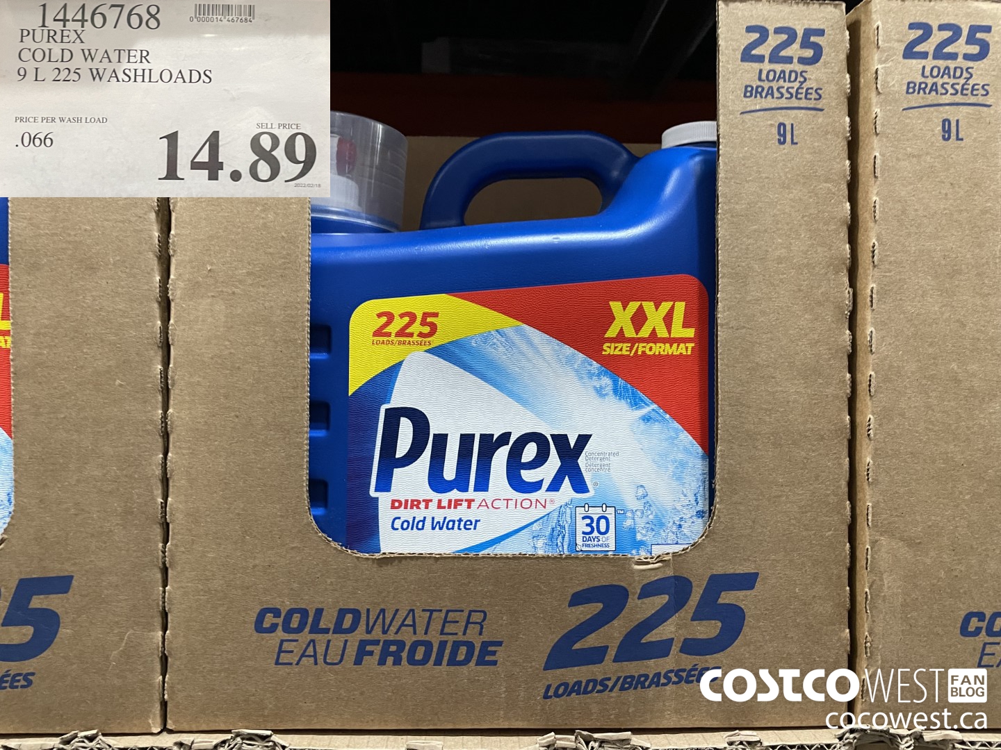 1446768 PUREX COLD WATER 9 L 225 WASHLOADS $14.89