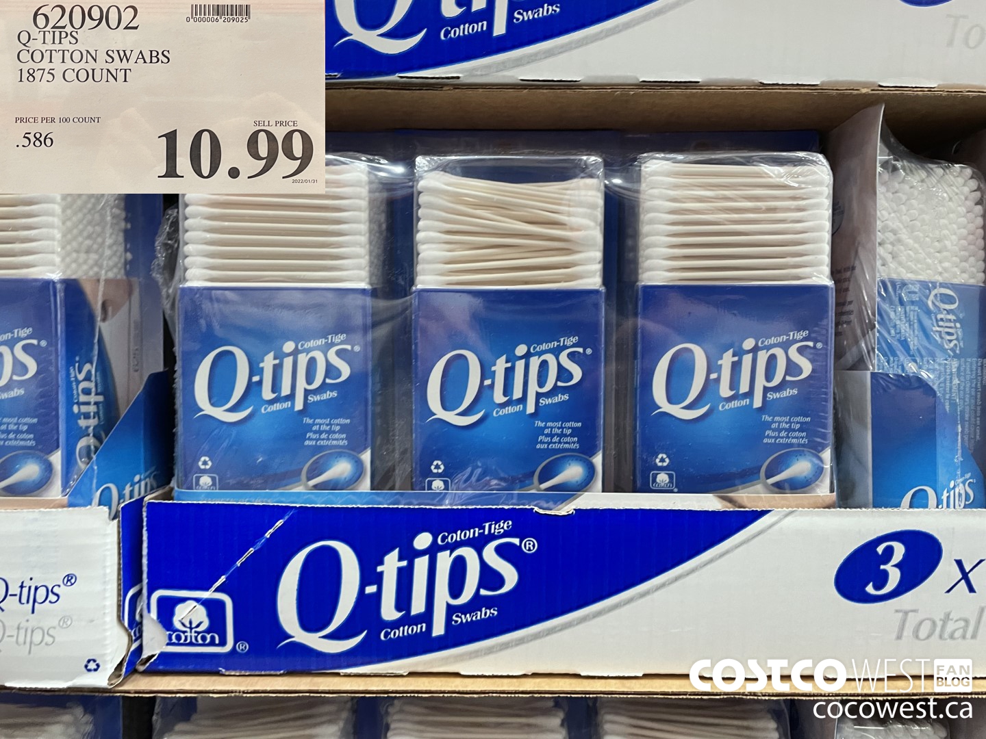 620902 Q-TIPS COTTON SWABS 1875 COUNT $10.99