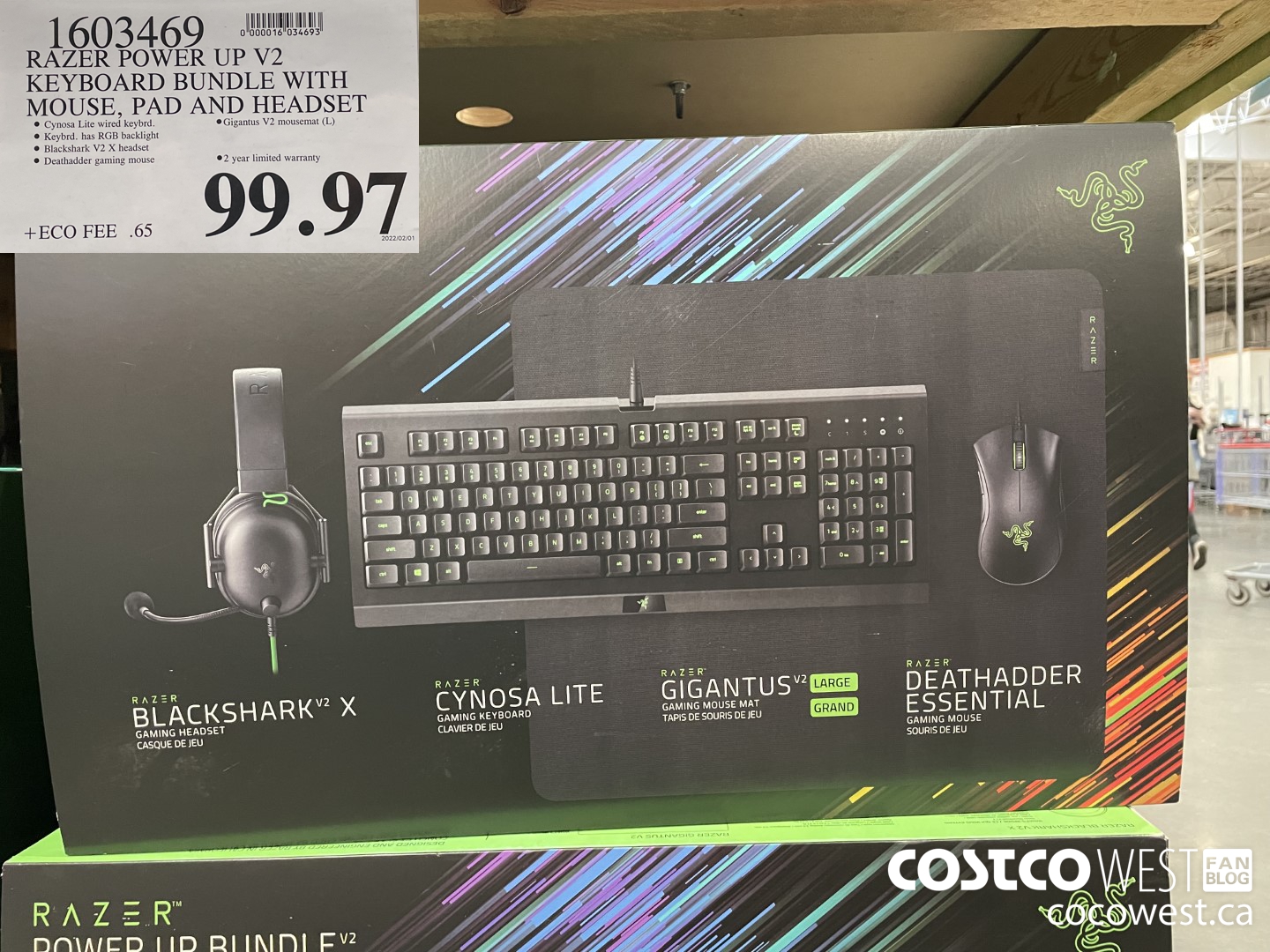 1603469 RAZER POWER UP V2 KEYBOARD BUNDLE WITH MOUSE, PAD AND HEADSET $99.97