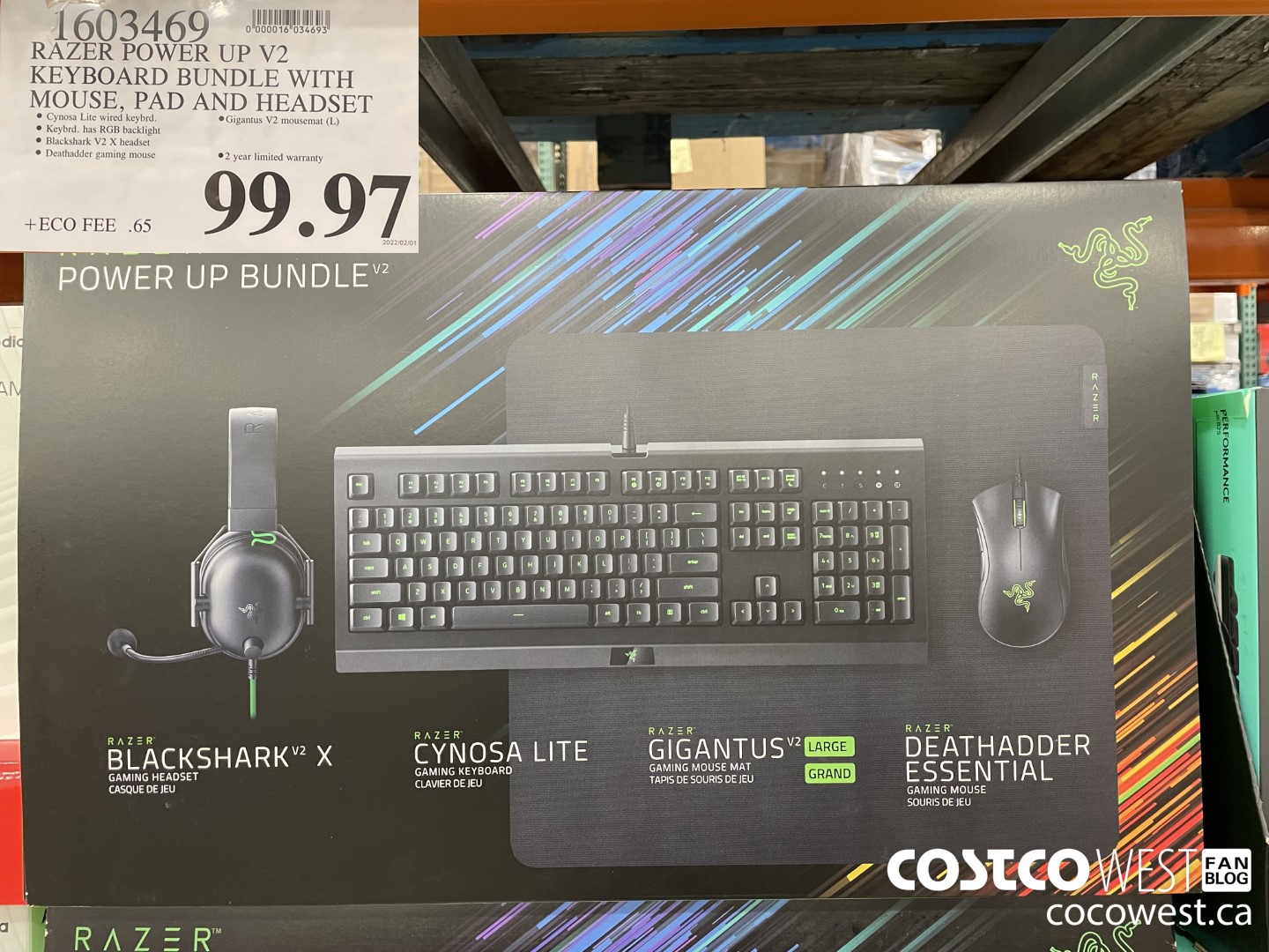 1603469 RAZER POWER UP V2 KEYBOARD BUNDLE WITH MOUSE, PAD AND HEADSET  $99.97
