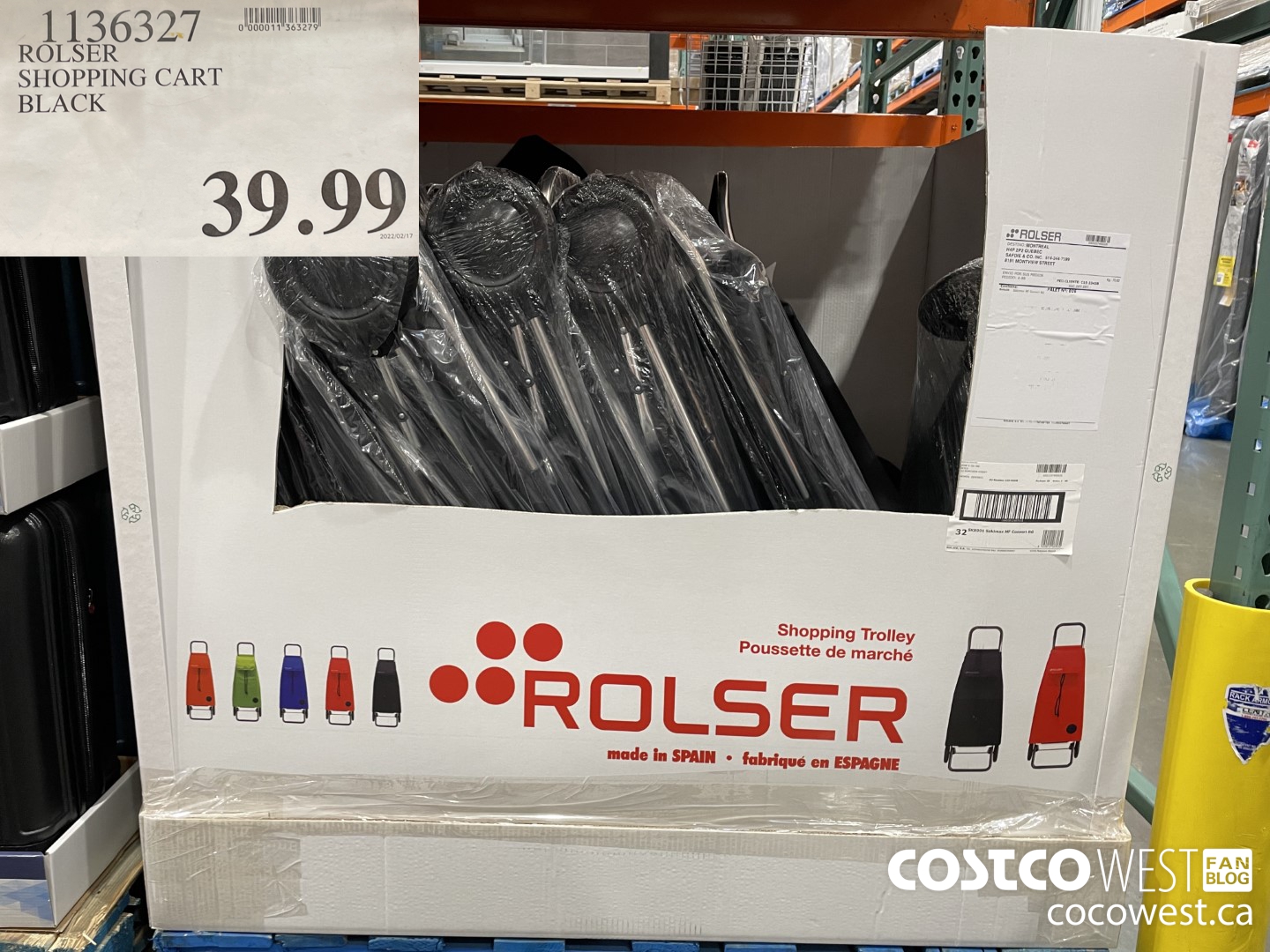 1136327 ROLSER SHOPPING CART BLACK $39.99