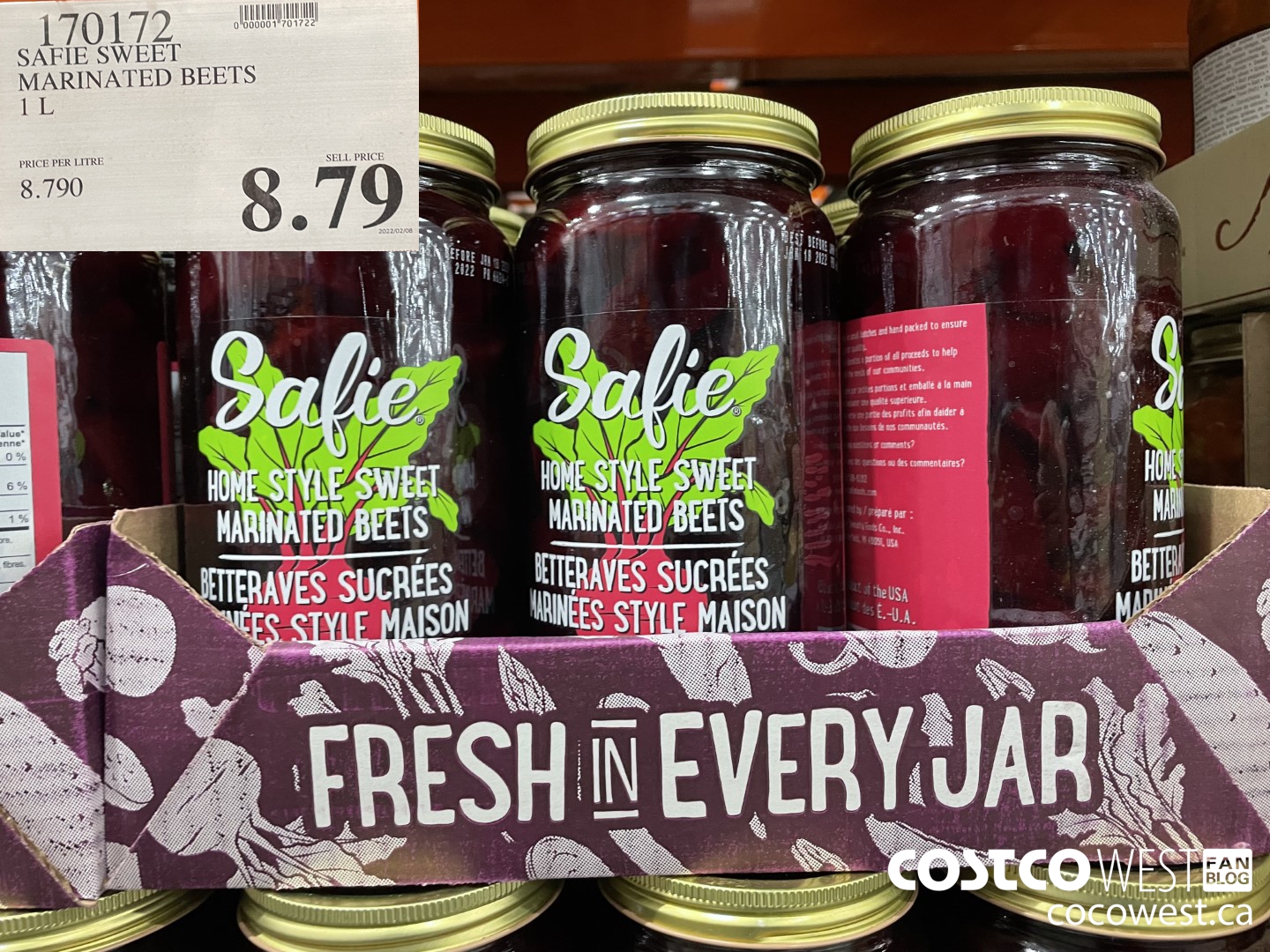 170172 SAFIE SWEET MARINATED BEETS 1L $8.79
