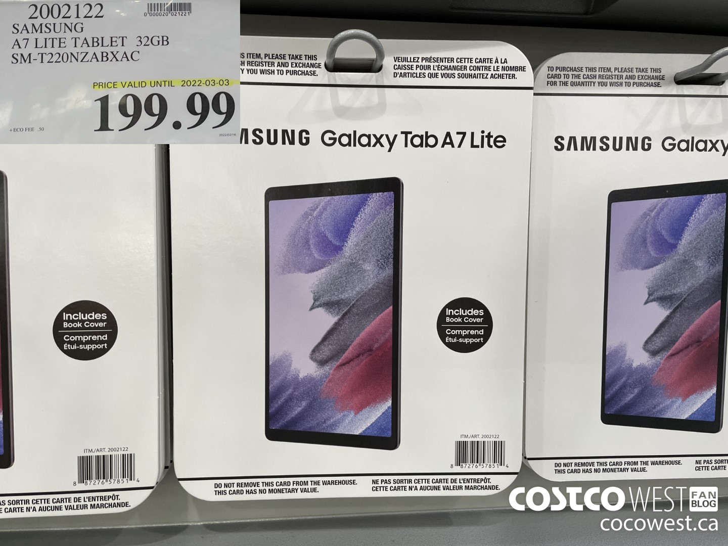 2002122 SAMSUNG A7 LITE TABLET 32GB SM-T220NZABXAC  (EXPIRES ON 2022-03-03) $199.99