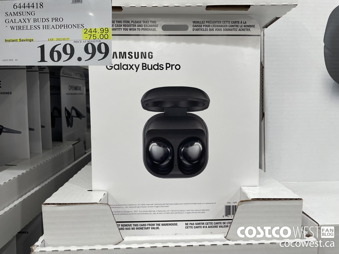 6444418 SAMSUNG GALAXY BUDS PRO WIRELESS HEADPHONES ($75.00 INSTANT SAVINGS EXPIRES ON 2022-02-27) $169.99