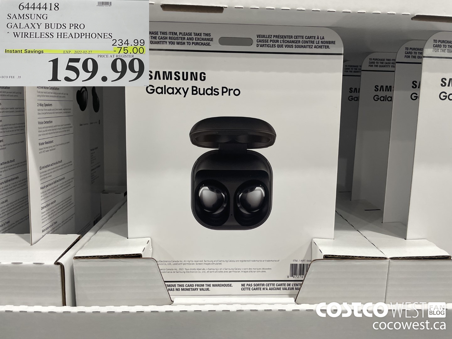 6444418 SAMSUNG GALAXY BUDS PRO WIRELESS HEADPHONES ($75.00 INSTANT SAVINGS EXPIRES ON 2022-02-27) $159.99