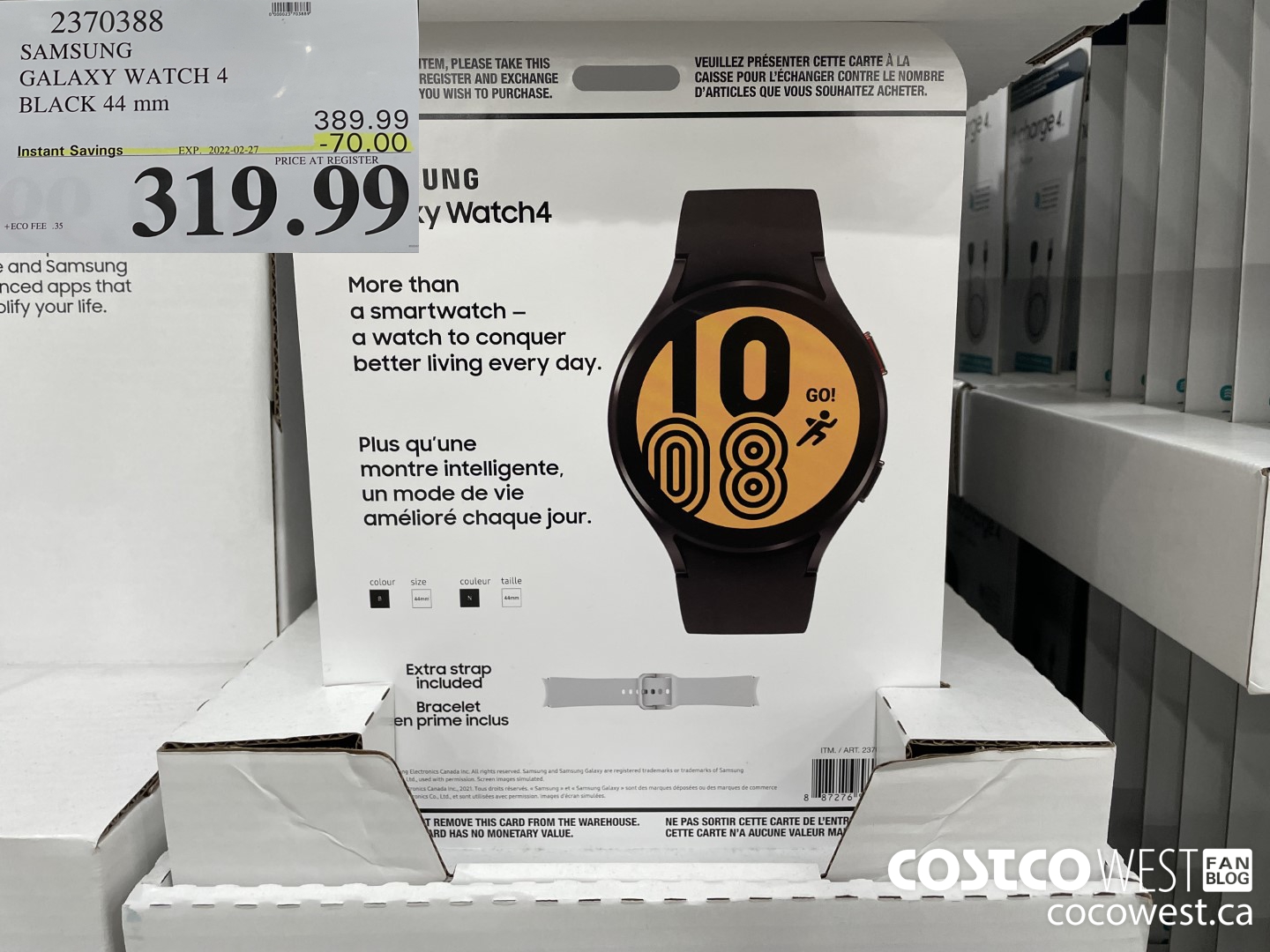 2370388 SAMSUNG GALAXY WATCH 4 BLACK 44mm ($70.00 INSTANT SAVINGS EXPIRES ON 2022-02-27) $319.99
