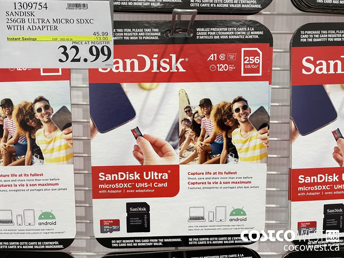 1309754 SANDISK 256GB ULTRA MICRO SDXC WITH ADAPTER ($13.00 INSTANT SAVINGS EXPIRES ON 2022-02-26) $32.99