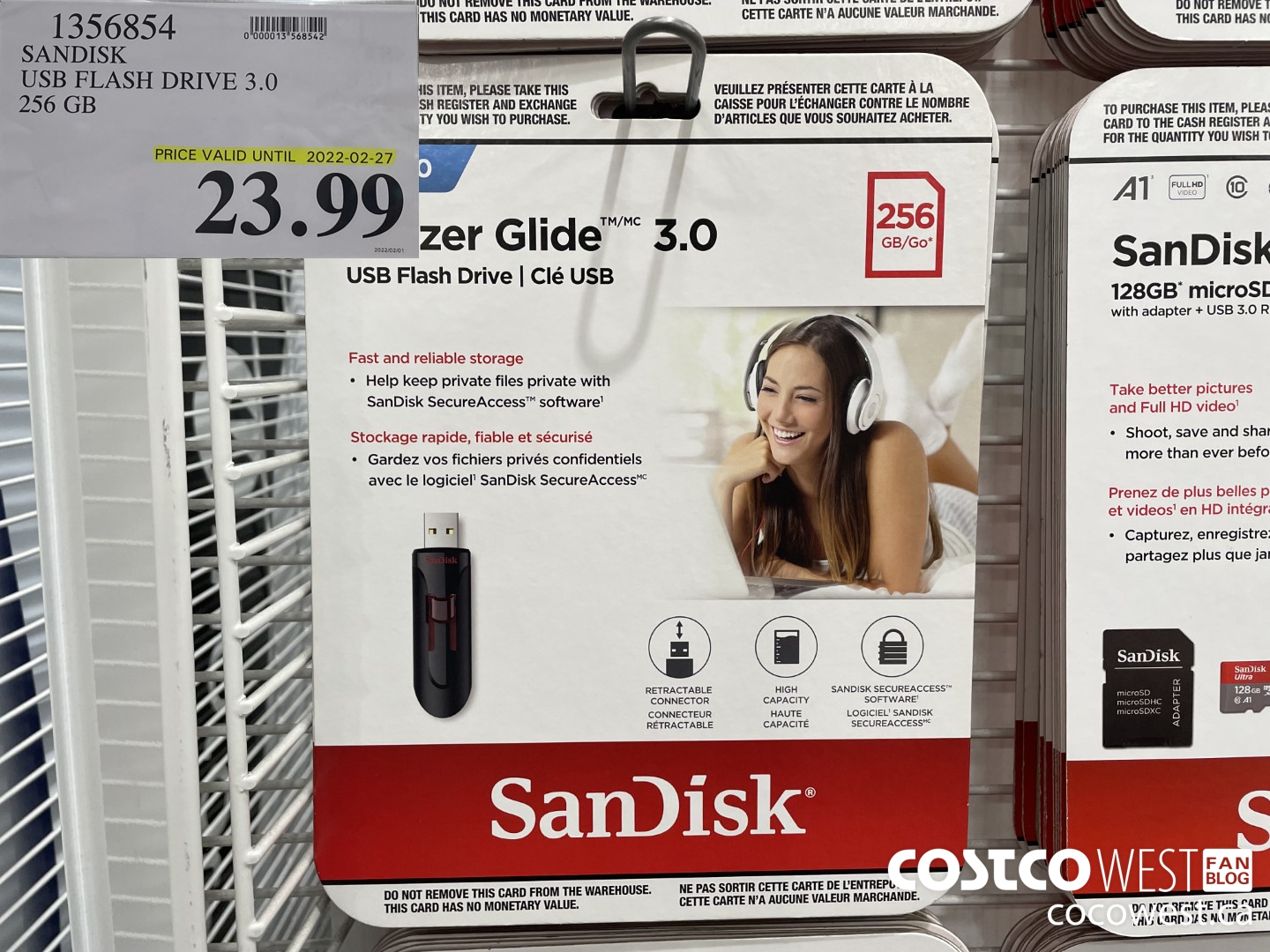 1356854 SANDISK USB FLASH DRIVE 3.0 256 GB (EXPIRES ON 2022-02-27) $23.99