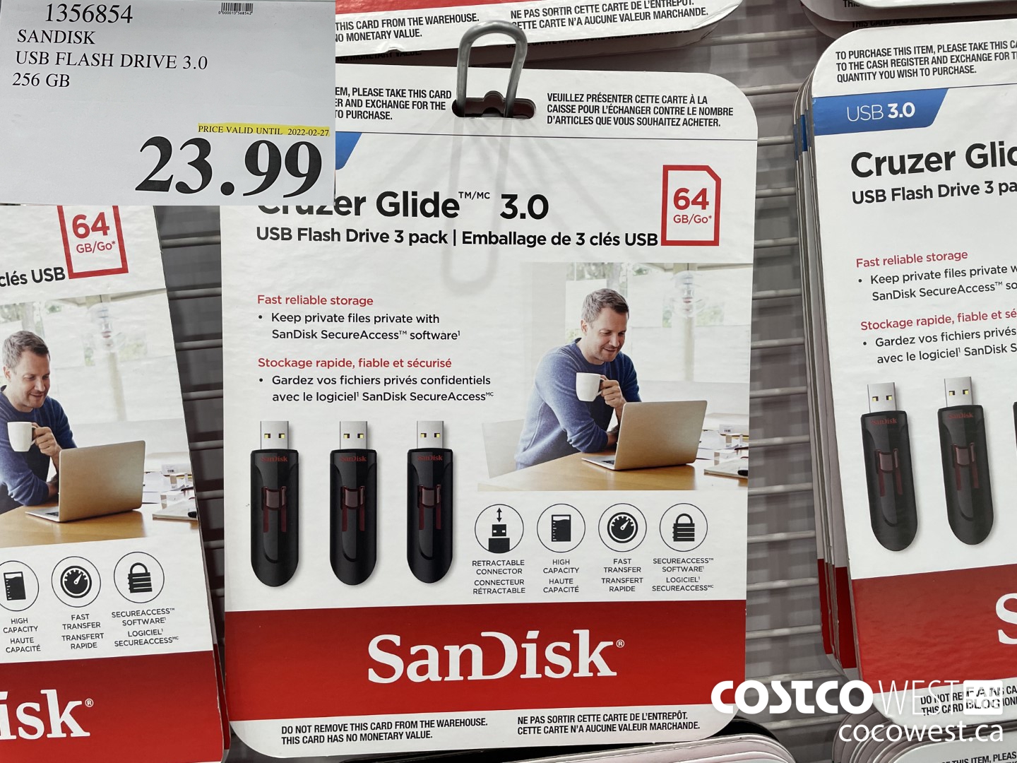 1356854 SANDISK USB FLASH DRIVE 3.0 256 GB (EXPIRES ON 2022-02-27) $23.99