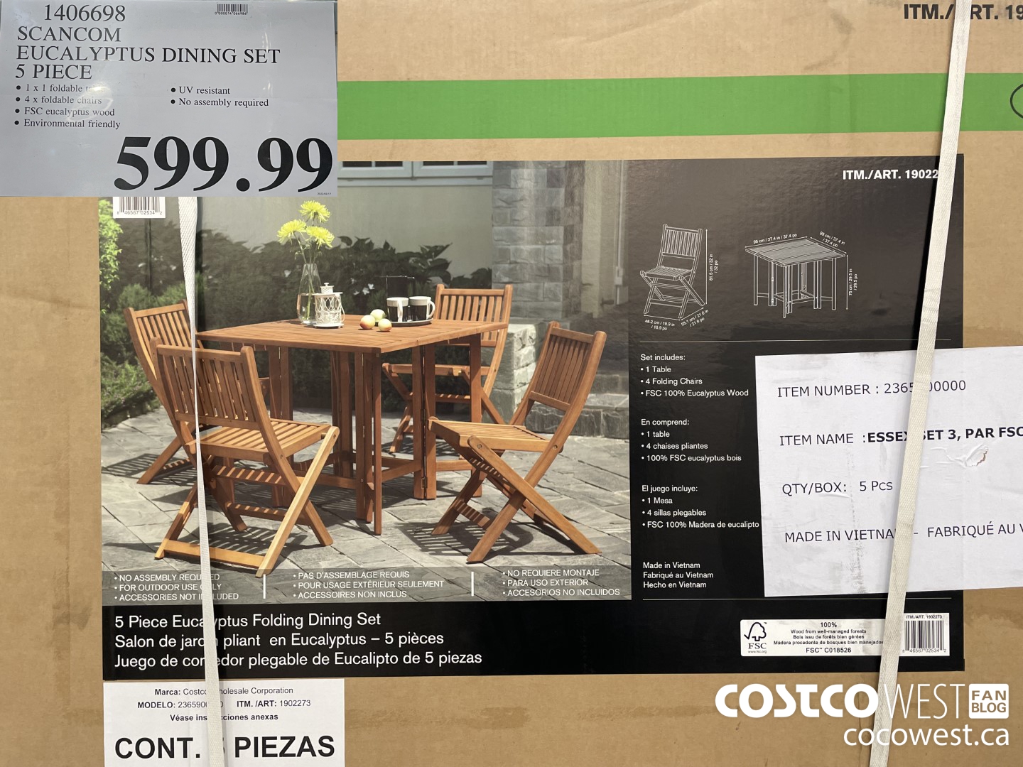 1406698 SCANCOM EUCALYPTUS DINING SET 5 PIECE  $599.99