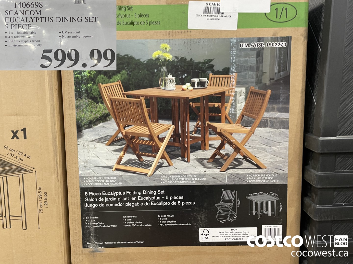1406698 SCANCOM EUCALYPTUS DINING SET 5 PIECE  $599.99