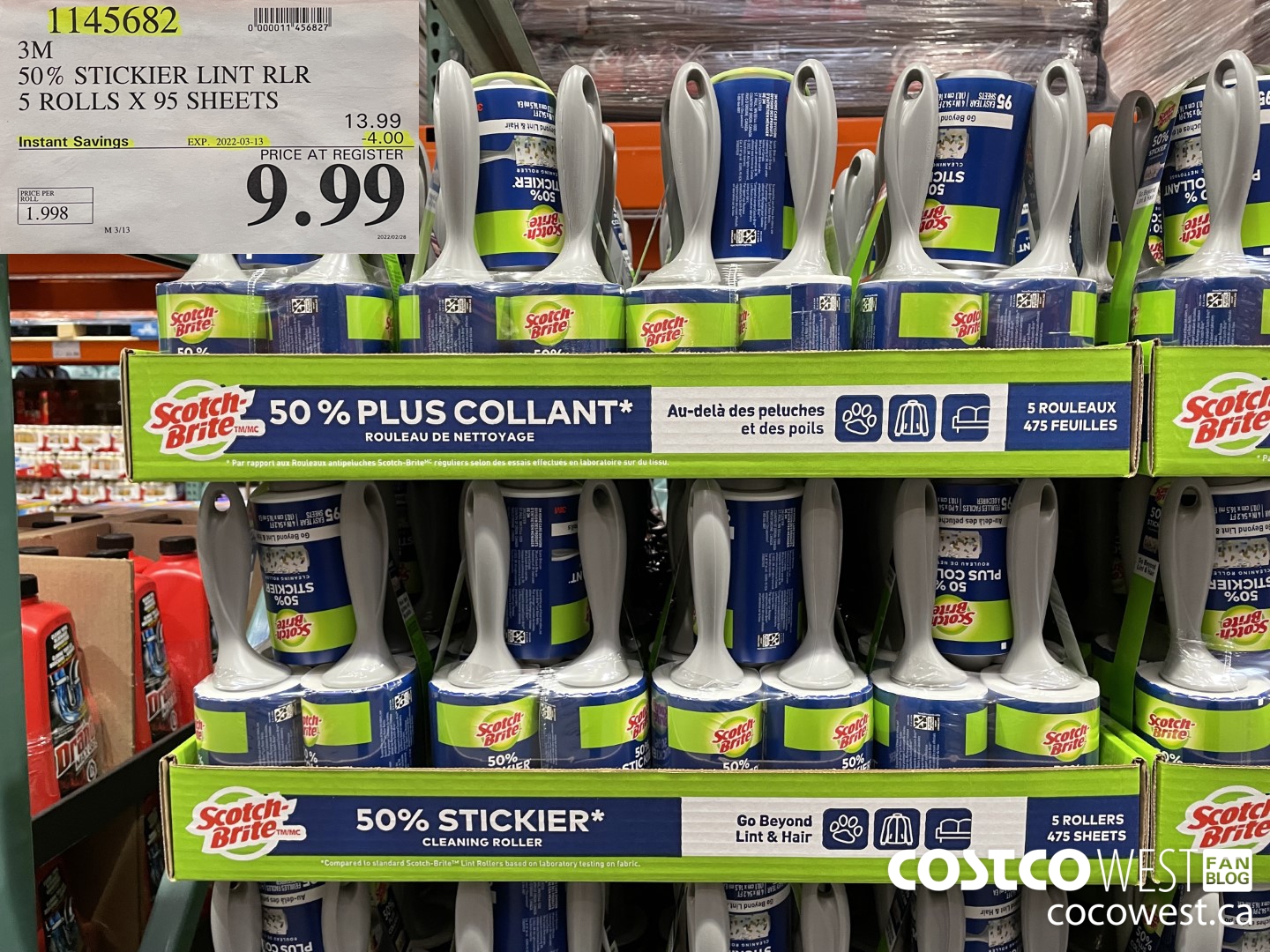 1145682 SCOTCH BRITE 50% STICKIER LINT RLR 5/95 SHEET ROLLERS ($4.00 INSTANT SAVINGS EXPIRES ON 2022-03-13) $9.99