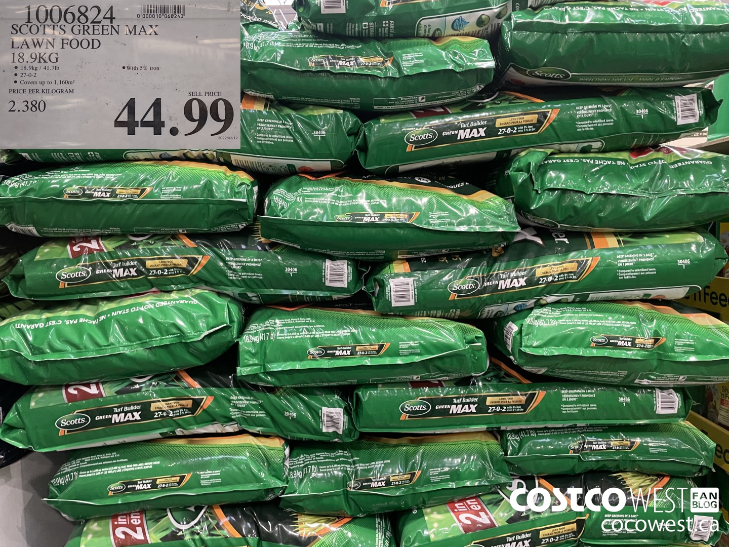 1006824 SCOTTS GREEN MAX LAWN FOOD 18.9KG $44.99