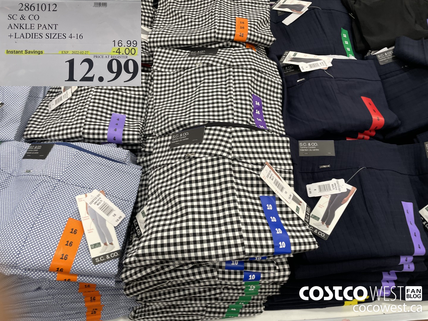 2861012 SC & CO ANKLE PANT LADIES SIZES 4-16  ($4.00 INSTANT SAVINGS EXPIRES ON 2022-02-27) $12.99