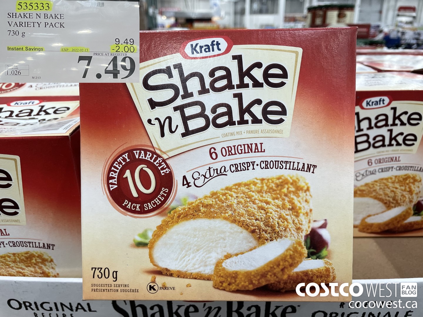 535333 SHAKE N BAKE VARIETY PACK 730 g ($2.00 INSTANT SAVINGS EXPIRES ON 2022-02-13) $7.49